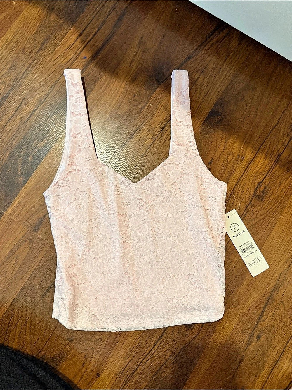 No Boundaries Lace Knit Tank Top Floral Pink XXS (00) NWT